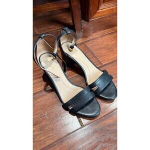 Cole Haan Black Leather Ankle Strap Heels Size 9B Classic Dress Sandals